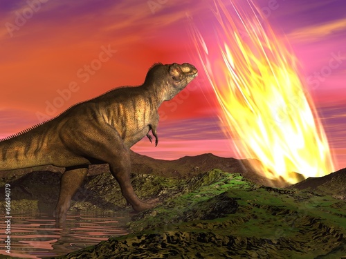 Naklejka samoprzylepna Wyginięcie dinozaurów - 3d render