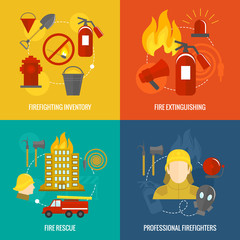 Poster - firefighting icons composition