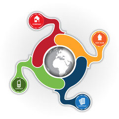Fototapete - Abstract business background with pictograms