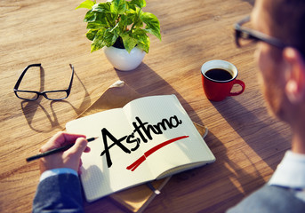 Sticker - Businessman Brainstorming About Asthma