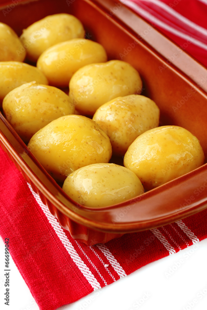 Young boiled potatoes, close up