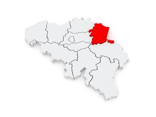  Map of Limburg. Belgium.