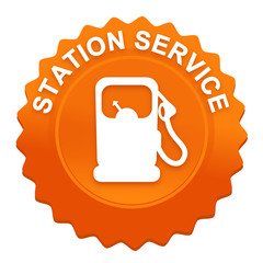 Wall Mural - station service sur bouton web denté orange