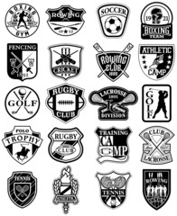 vintage sports vector badges in black and white