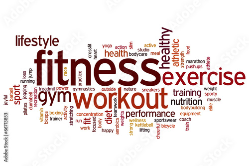 Naklejka samoprzylepna Słowo fitness chmura