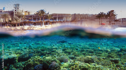 Obraz na płótnie canvas czteroczęściowy "tetraptyk" Split-shot of hotel rafa w Egipcie