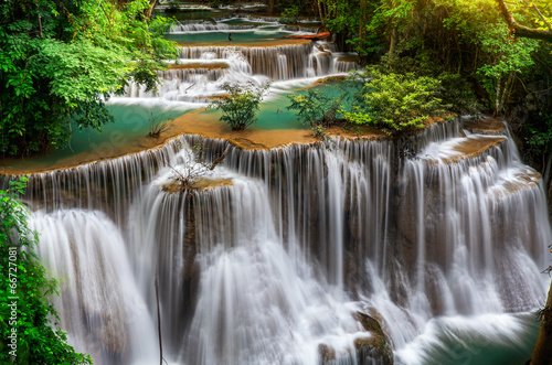Nowoczesny obraz na płótnie Main level of Huai Mae Kamin Waterfall