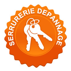 Poster - serrurerie dépannage sur bouton web denté orange