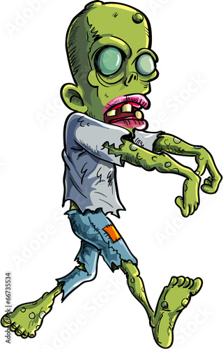 Plakat na papierze fotorealistycznym Kreskówka stalking zombie writ zgrywanie ubrania