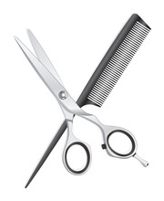 Scissors And Comb On White Background