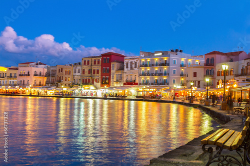 Board z aluminiowym obramowaniem Wenecki habour z chania, kreta, grecja