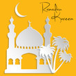 Islamic Architecture Paper Cut Background Ramadan Kareem Card
