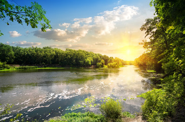 Wall Mural - Sunset over the river Donets