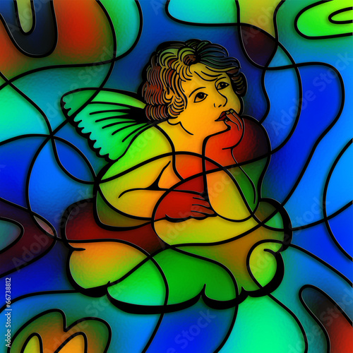 Naklejka - mata magnetyczna na lodówkę Stained Glass Cherub