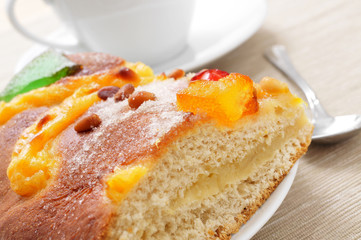 Wall Mural - coca de Sant Joan, typical sweet flat cake from Catalonia, Spain