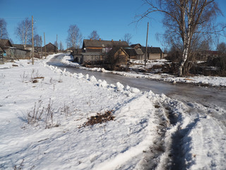 Canvas Print - road in winter village