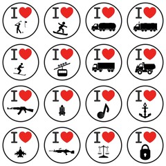 Sticker - 16 symboles J'aime