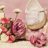 Fototapeta Tulipany - Beautiful background for newborn baby girl birthday card