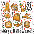 Halloween cookies. Symbols of Halloween. Set. Vector.