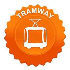 Sticker - tramway sur bouton web denté orange