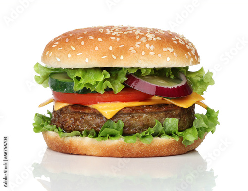 Naklejka samoprzylepna Smaczny hamburger na białym tle