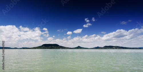Board z aluminiowym obramowaniem Panorama pejzaż nad jeziorem balaton, Węgry