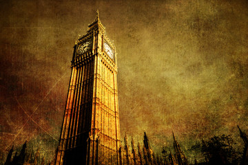 Fototapete - antik texturiertes Bild des Big Ben in London