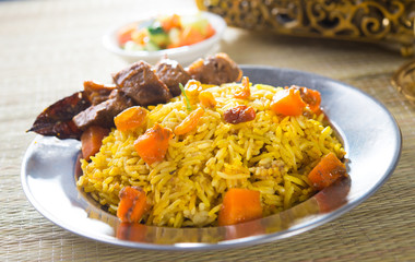 Wall Mural - arab rice, ramadan foods in middle east usually served with tand