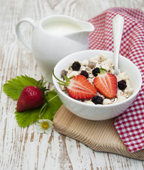 Poster - grain muesli with strawberries