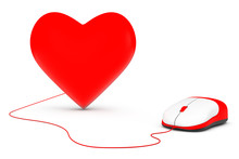 Computer Mouse Connected To A Red Heart