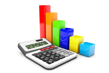 Poster - Business Concept. Calculator and colorful chart