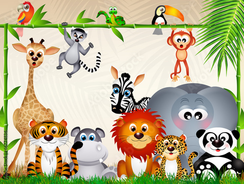 Board z aluminiowym obramowaniem Zwierzęta z zoo