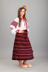 Wall Mural - Attractive woman wears Ukrainian national dress