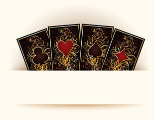 Wall Mural - Casino background with poker cards