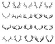 Black silhouettes of antlers of deer , vector