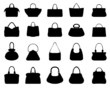 Big set of black silhouettes of handbags 2, vector