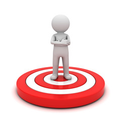 Aufkleber - 3d man standing with arms crossed on red target