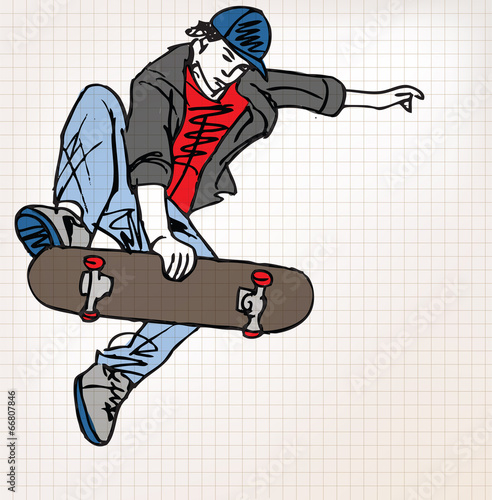 Naklejka dekoracyjna Skater sketch illustration