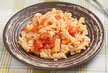 Canvas Print - fusilli pasta with tomato sauce