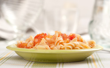 Wall Mural - fusilli pasta with tomato sauce