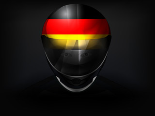 Wall Mural - German racer with flag on helmet vector closeup