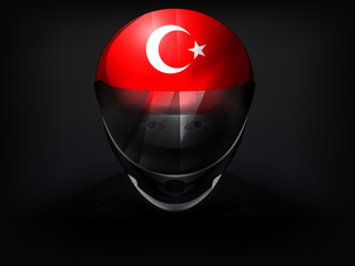 Wall Mural - Turkish racer with flag on helmet vector closeup