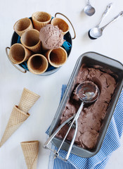 Wall Mural - Chocolate ice cream in a waffle cones