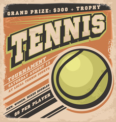 Wall Mural - Retro poster design for tennis tournament