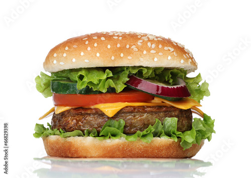 Naklejka samoprzylepna Smaczny hamburger na białym tle
