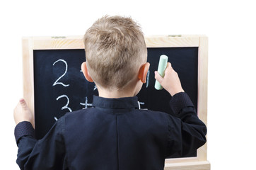 young student at the blackboard