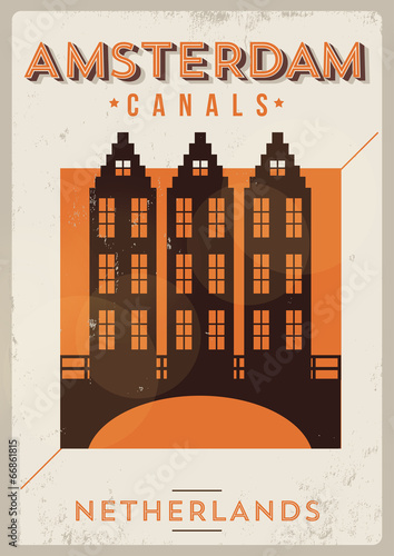 Plakat na papierze fotorealistycznym Projekt typografii miasta Amsterdam