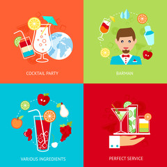 Poster - Cocktail icons set