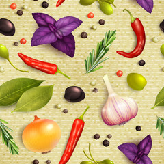 Poster - Herbs and spices seamless pattern