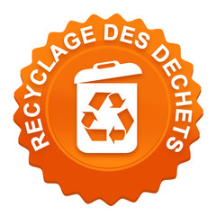 Poster - recyclage des déchets sur bouton web denté orange